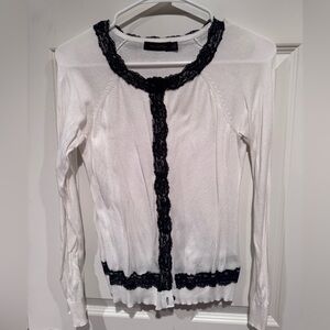 The Limited White and Black Lace Embellished Cardigan